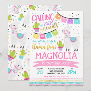 ラマ誕生日招待状ホールラマおもしろいパーティー 招待状