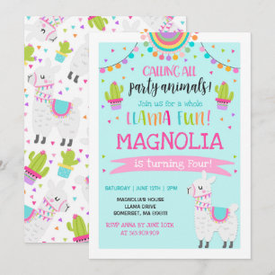 ラマ誕生日招待状ホールラマおもしろいパーティー 招待状