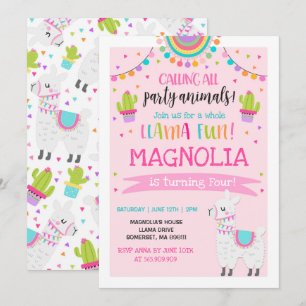 ラマ誕生日招待状ホールラマおもしろいパーティー 招待状