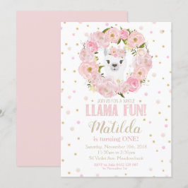 ラマ誕生日招待状赤面フローラガール 招待状
