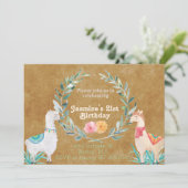 ラマ誕生日招待状 招待状 (スタンド正面)