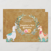 ラマ誕生日招待状 招待状 (正面/裏面)