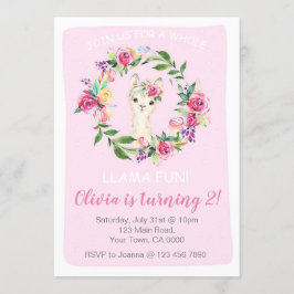 ラマ誕生日招待状for a Girl 招待状