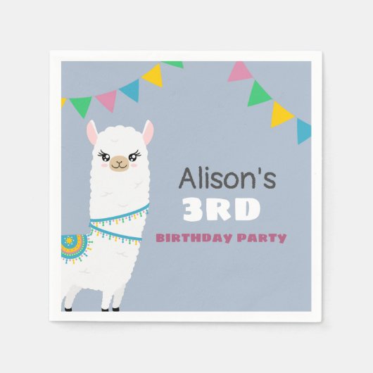ラマ誕生日 スタンダードカクテルナプキン (正面)