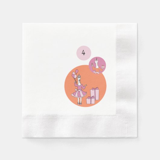 ラマ誕生日 縁ありカクテルナプキン (正面)