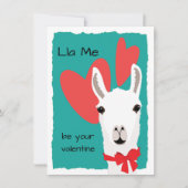 ラマ赤いハートティール（緑がかった色） – ラメバレンタイン シーズンカード (正面)