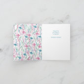 ラマ赤ちゃんシャワーかわいいブルーボーイ サンキューカード (内部)