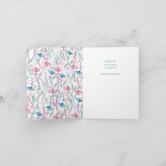 ラマ赤ちゃんシャワーかわいいブルーボーイ サンキューカード (内部)