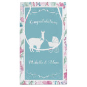 ラマ赤ちゃんシャワーかわいいブルーボーイ スモールペーパーバッグ (裏面)