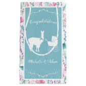 ラマ赤ちゃんシャワーかわいいブルーボーイ スモールペーパーバッグ (正面)