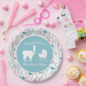 ラマ赤ちゃんシャワーかわいいブルーボーイ ペーパープレート (パーティー)