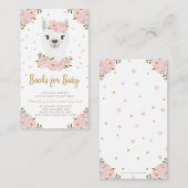 ラマ赤ちゃんシャワー赤面ピンクのフローラが本を持ってくる エンクロージャーカード (正面/裏面)