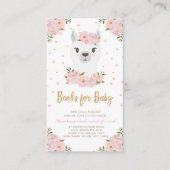 ラマ赤ちゃんシャワー赤面ピンクのフローラが本を持ってくる エンクロージャーカード (正面)