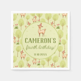 ラマ野外キッズ誕生祝い スタンダードカクテルナプキン