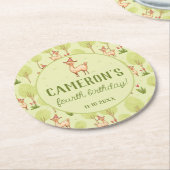 ラマ野外キッズ誕生祝い ラウンドペーパーコースター (アングル)