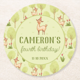 ラマ野外キッズ誕生祝い ラウンドペーパーコースター