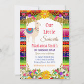 ラマ金ゴールドメカラフルキシカンフィエスタ誕生日 招待状 (正面)