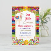 ラマ金ゴールドメカラフルキシカンフィエスタ誕生日 招待状 (スタンド正面)