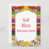 ラマ金ゴールドメカラフルキシカンフィエスタ誕生日 招待状 (裏面)