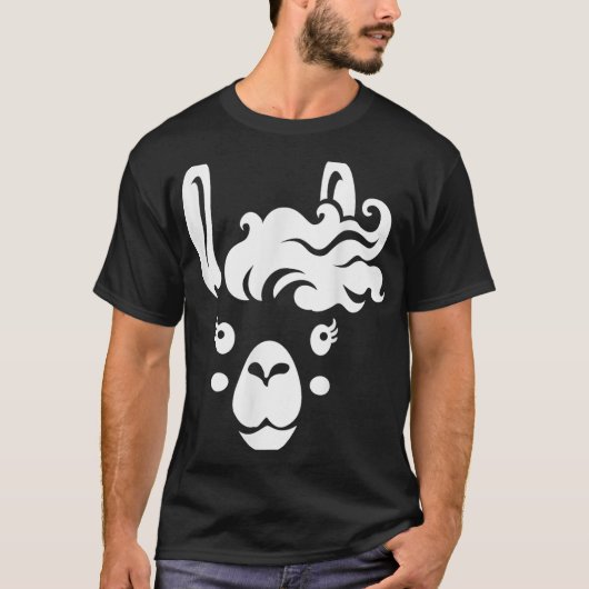 ラマ顔まつ毛ハロウィーン衣装ヘアスタイル Tシャツ (正面)