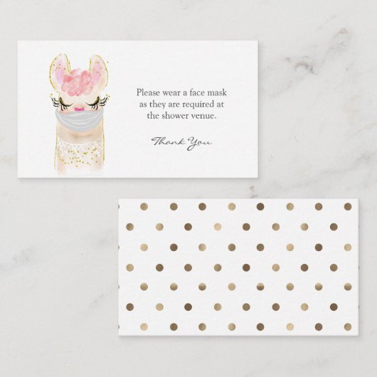 ラマ顔マスクリクエスト赤ちゃんシャワー エンクロージャーカード (正面/裏面)