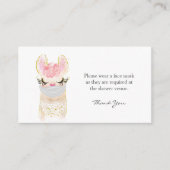 ラマ顔マスクリクエスト赤ちゃんシャワー エンクロージャーカード (正面)