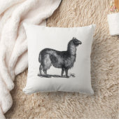 ラマ魅力的スケッチかわいい動物インクスケッチ クッション (ブランケット)