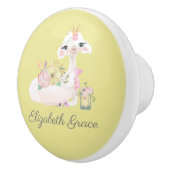 ラマ黄色と白と花ベビー セラミックノブ (右)