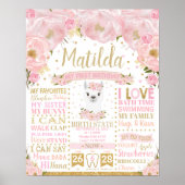 ラマ1歳の誕生日マイルストーン誕生統計サイン ポスター (正面)