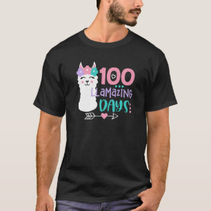 ラマ100素晴らしい日の学校かわいい女の子と Tシャツ