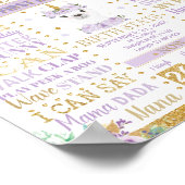 ラマ1st誕生日マイルストーン誕生統計フローラ ポスター (角)