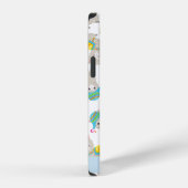 ラマ・アルパカと花の模様+お名前入り iPhoneケース (右側面)