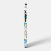 ラマ・アルパカと花の模様+お名前入り iPhoneケース (左側面)