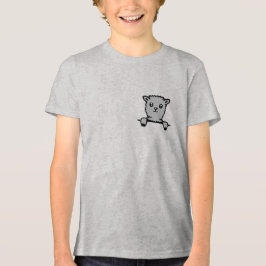 ラマ・アルパカのかわいいふわふわ動物が縁から顔を出す トライブレンドＴシャツ