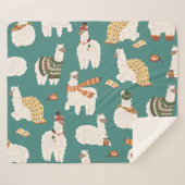 ラマ・アルパカのセーターのシームレスパターン。 シェルパブランケット (正面(横))