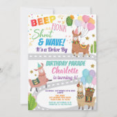 ラマ・アルパカ・ドライブ誕生日パーティーパレード 招待状 (正面)
