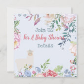 ラマ/アルパカ ベビーシャワー 招待状 (裏面)