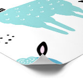 ラマ アルパカ 動物 モノグラム 青 ピンク 動物 ポスター (角)