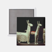 ラマ、アルパカ、女性 マグネット (正面/裏面)