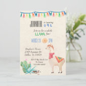 ラマ アルパカ 子どもの誕生日パーティー招待状 招待状 (スタンド正面)