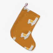 ラマ、オレンジ色の背景：誕生日パターン。 スモールクリスマスストッキング (正面 (吊り時))