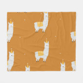 ラマ、オレンジ色の背景：誕生日パターン。 フリースブランケット (正面(横))