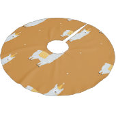 ラマ、オレンジ色の背景：誕生日パターン。 ブラッシュドポリエステルツリースカート (アングル)