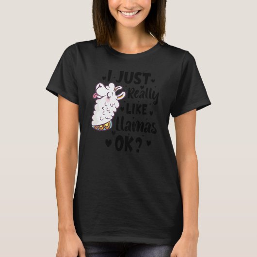 ラマ・オーケー・ラマ・アルパカが大好き Tシャツ (正面)