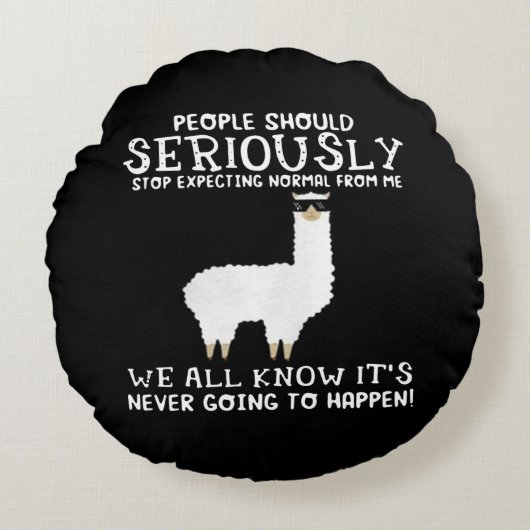 ラマ・ギフト |人々は真剣に ラウンドクッション (正面)