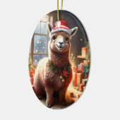 ラマ・クリスマスおめでとう。 セラミックオーナメント (左)