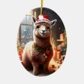 ラマ・クリスマスおめでとう。 セラミックオーナメント (正面)