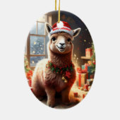 ラマ・クリスマスおめでとう。 セラミックオーナメント (裏面)