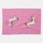 ラマ・クリスマス・キッズ可愛おもしろいい キッチンタオル (横)