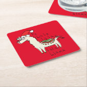 ラマ・クリスマス・キッズ可愛おもしろいい スクエアペーパーコースター (アングル)